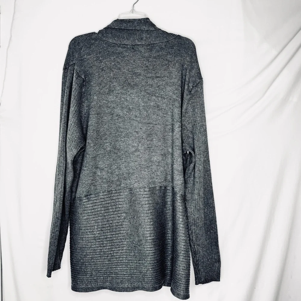 Liz Claiborne Open Cardigan Gray Long Sleeve Shawl Neck